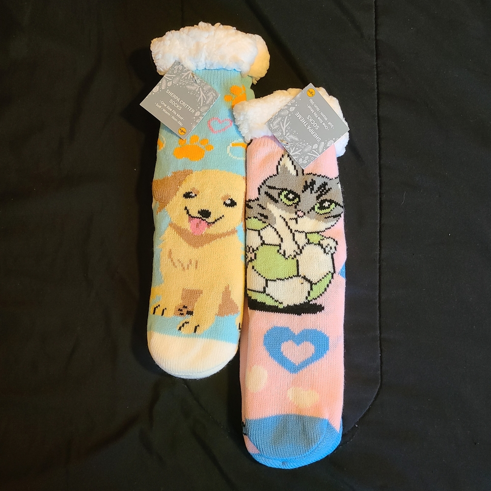 Cute Dog and Cat Fuzzy Socks